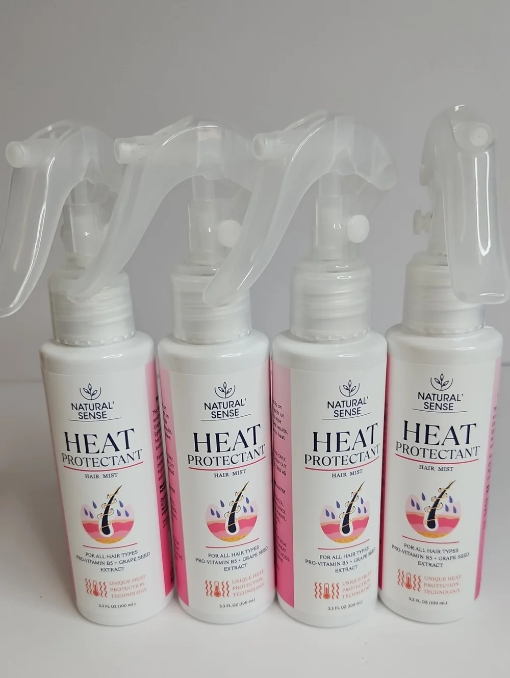 🌿NATURAL SENSE HEAT PROTECTANT HAIR MIST W / GRAPE SEED EXTRACT & VITAMIN B5 4x